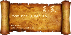 Roszinszky Béla névjegykártya